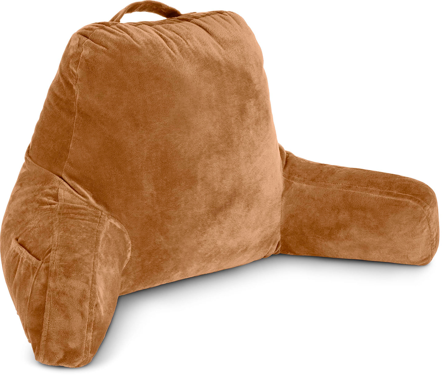 Fahymas XX-Large Reading Pillow with Arms and Neck Roll, Shredded Memory Foam Bed Rest Pillow with Removable Cover and Side Pockets, Grey