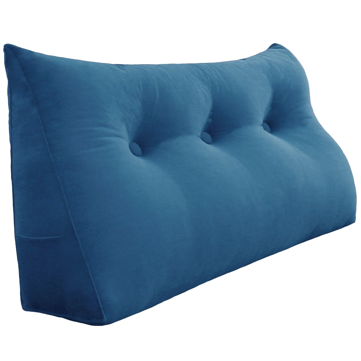 Fahymas Queen Size Wedge Headboard Pillow with Side Pockets, Velvet Back Support Reading Pillow with Removable Washable Cover