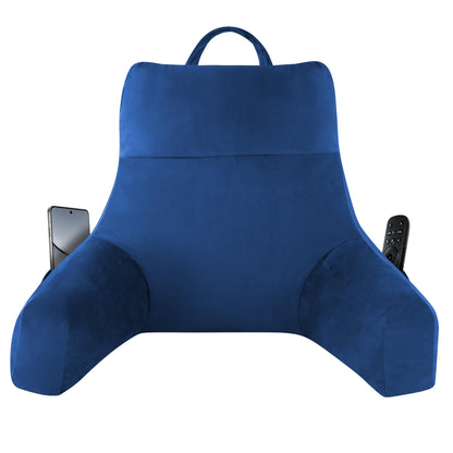 Fahymas 18-Inch Shredded Memory Foam Reading Pillow with Arms, Velvet Bed Rest Back Support Pillow with Side Pocket