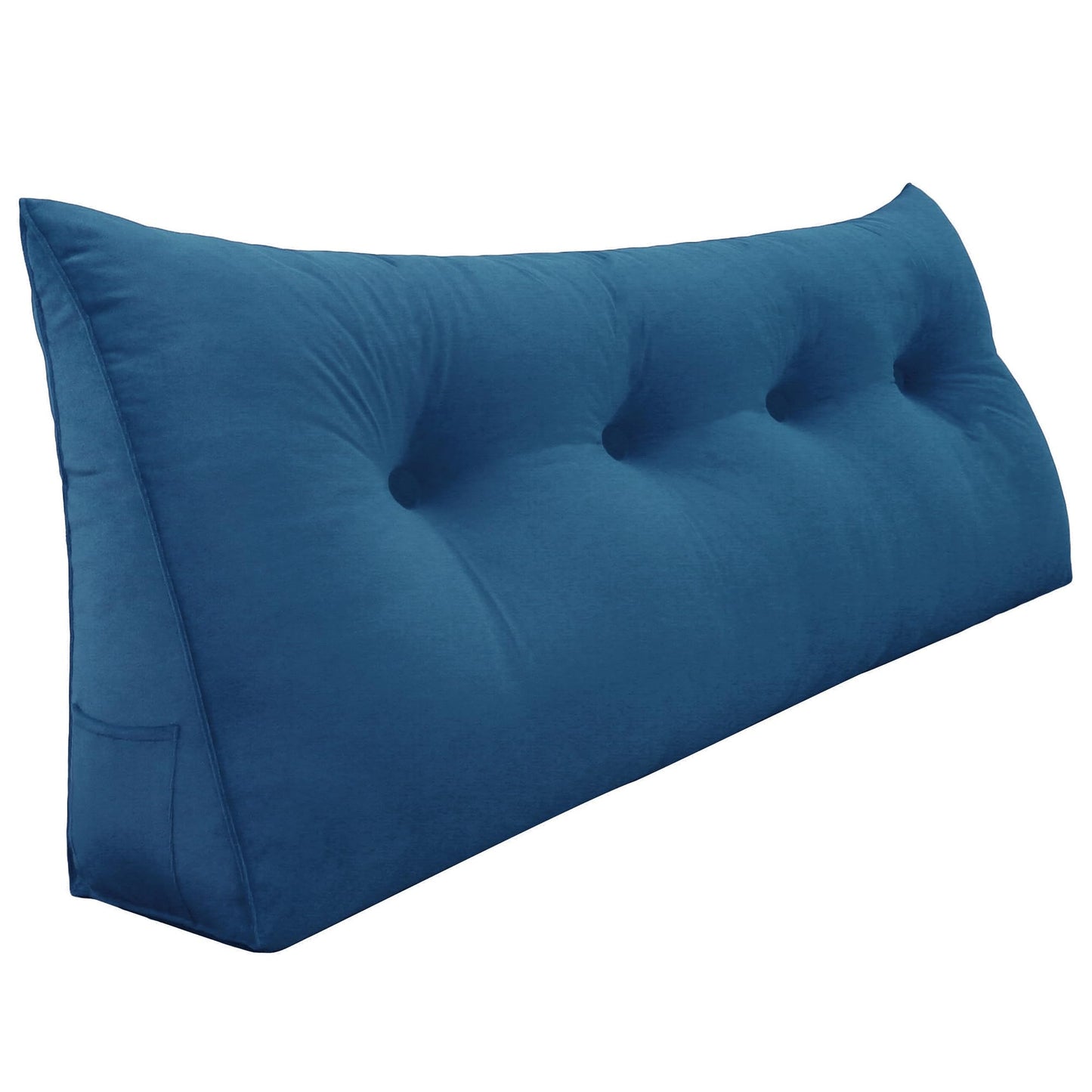 Fahymas Queen Size Wedge Headboard Pillow with Side Pockets, Velvet Back Support Reading Pillow with Removable Washable Cover