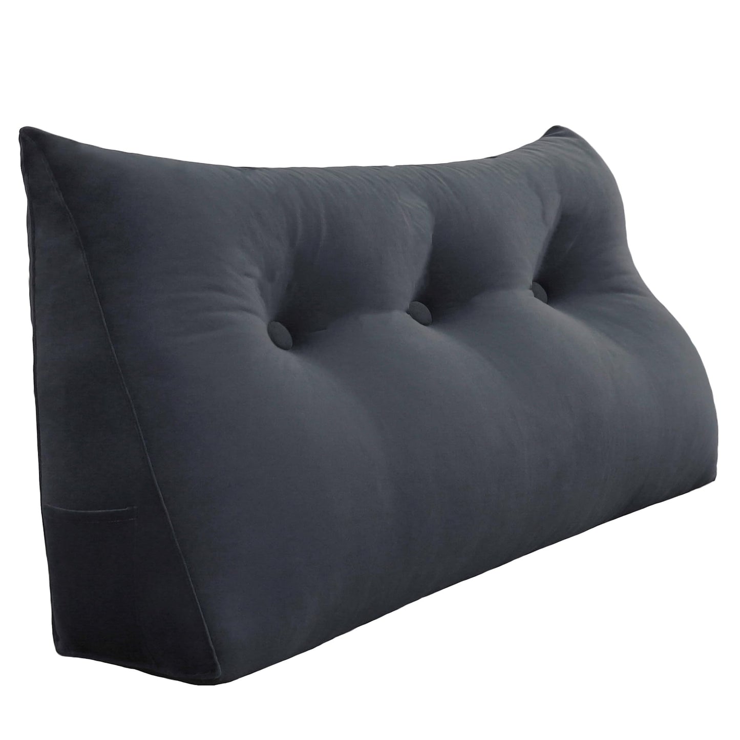 Fahymas Queen Size Wedge Headboard Pillow with Side Pockets, Velvet Back Support Reading Pillow with Removable Washable Cover