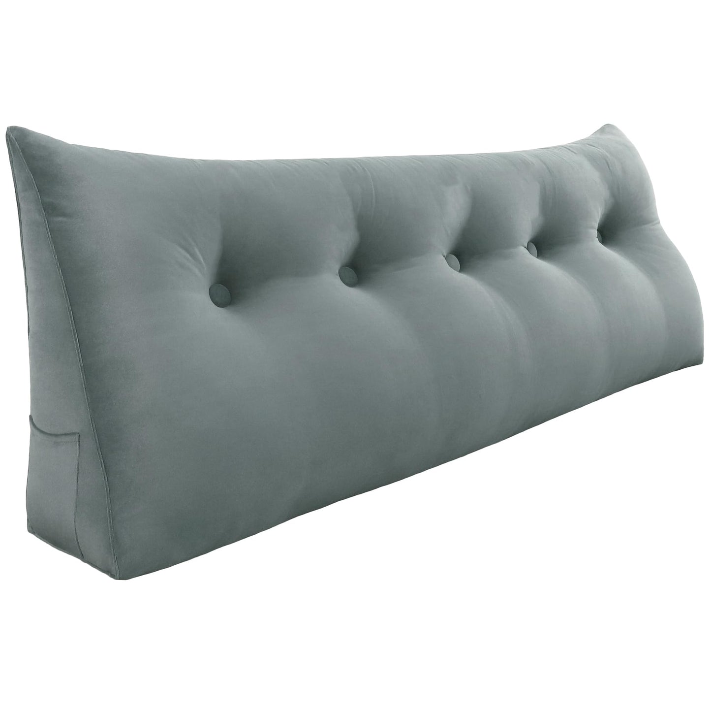 Fahymas Queen Size Wedge Headboard Pillow with Side Pockets, Velvet Back Support Reading Pillow with Removable Washable Cover