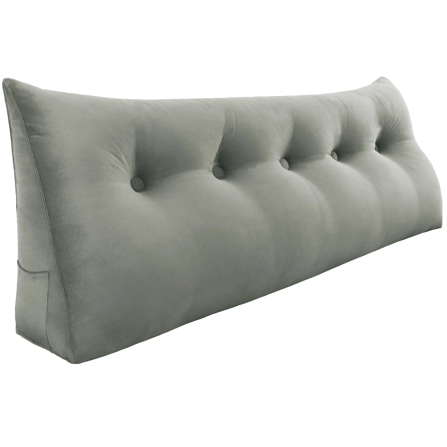 Fahymas Queen Size Wedge Headboard Pillow with Side Pockets, Velvet Back Support Reading Pillow with Removable Washable Cover