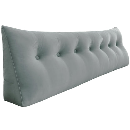 Fahymas Queen Size Wedge Headboard Pillow with Side Pockets, Velvet Back Support Reading Pillow with Removable Washable Cover