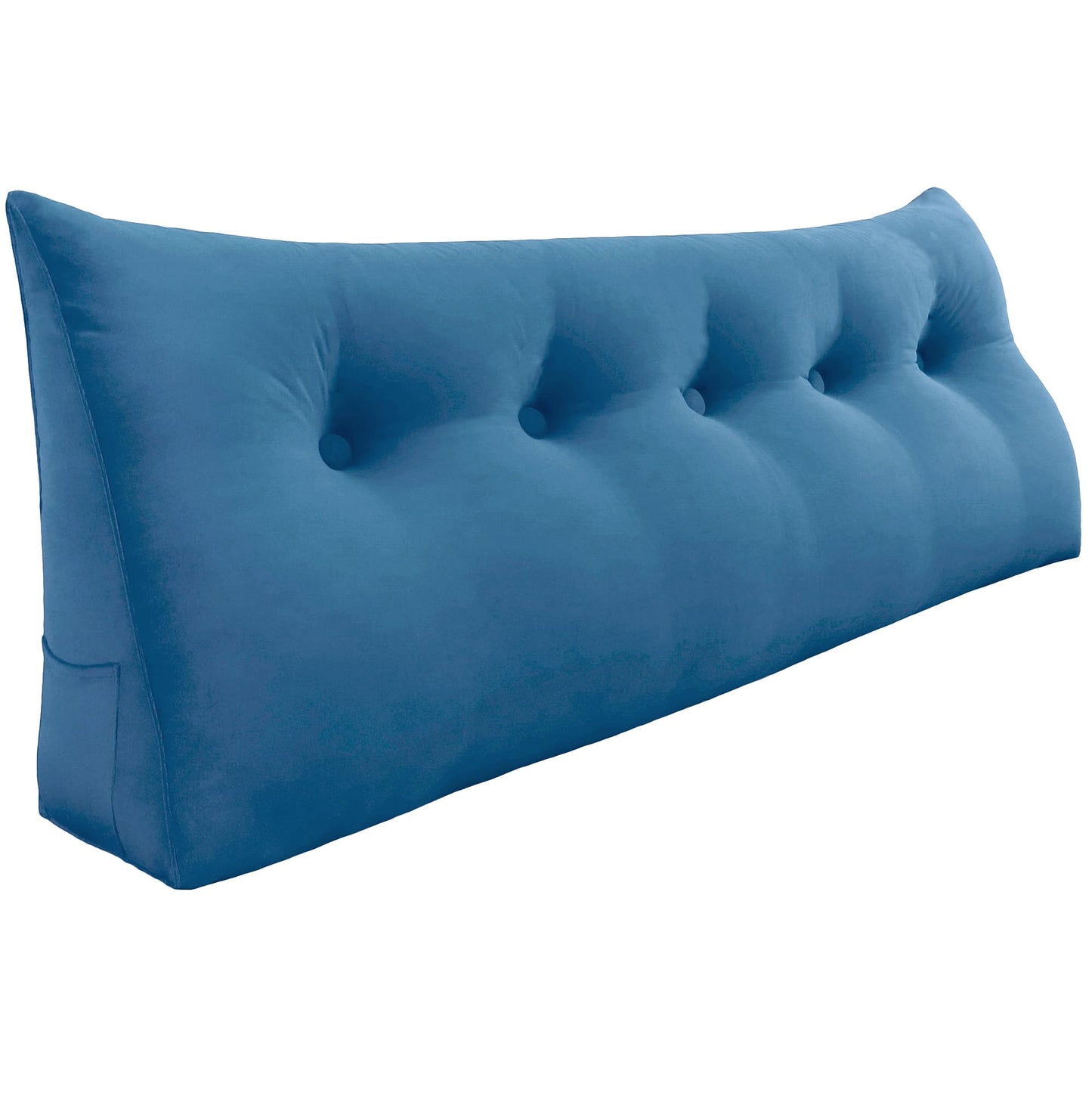 Fahymas Queen Size Wedge Headboard Pillow with Side Pockets, Velvet Back Support Reading Pillow with Removable Washable Cover