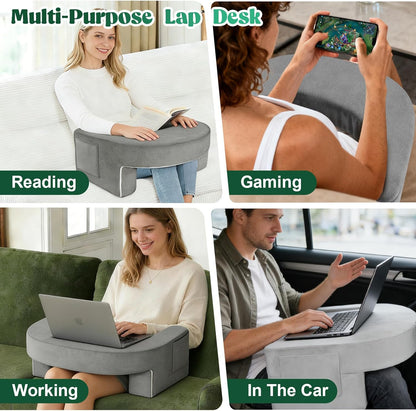 Fahymas Adjustable 3-Piece Reading Wedge Pillow Set with Laptop Tray, Modular Bed Rest Support System with Side Pockets