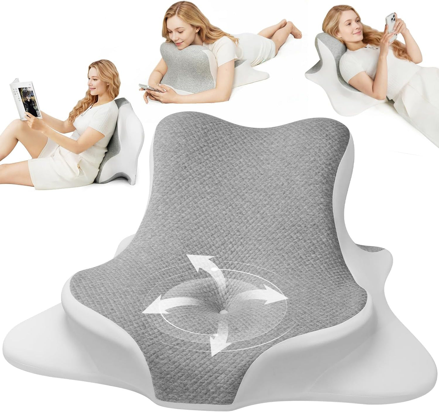 Fahymas Memory Foam Wedge Reading Pillow with Cooling Ice Silk Cover, Dual-Usage Bed Rest Support Pillow