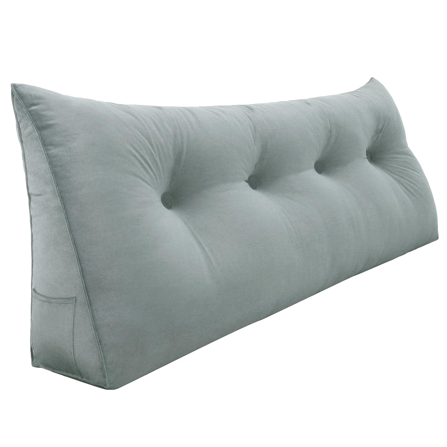 Fahymas Queen Size Wedge Headboard Pillow with Side Pockets, Velvet Back Support Reading Pillow with Removable Washable Cover