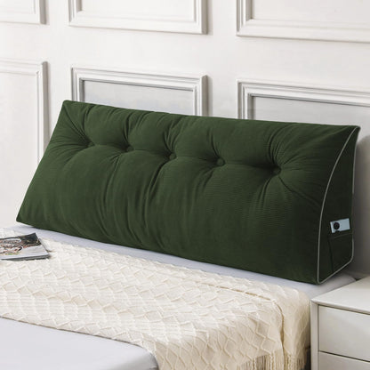 Fahymas Queen Size Wedge Headboard Pillow Set with 2 Bolster Pillows, Velvet Back Support Reading Pillow with Removable Washable Cover