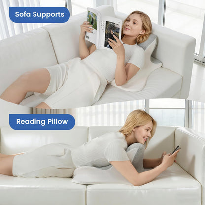 Fahymas Memory Foam Wedge Reading Pillow with Cooling Ice Silk Cover, Dual-Usage Bed Rest Support Pillow