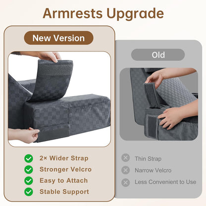 Fahymas 19-Inch Wedge Reading Pillow with Removable Arms, Bed Rest Back Support Pillow with Side Pockets