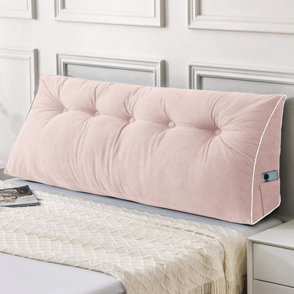 Fahymas Queen Size Wedge Headboard Pillow Set with 2 Bolster Pillows, Velvet Back Support Reading Pillow with Removable Washable Cover