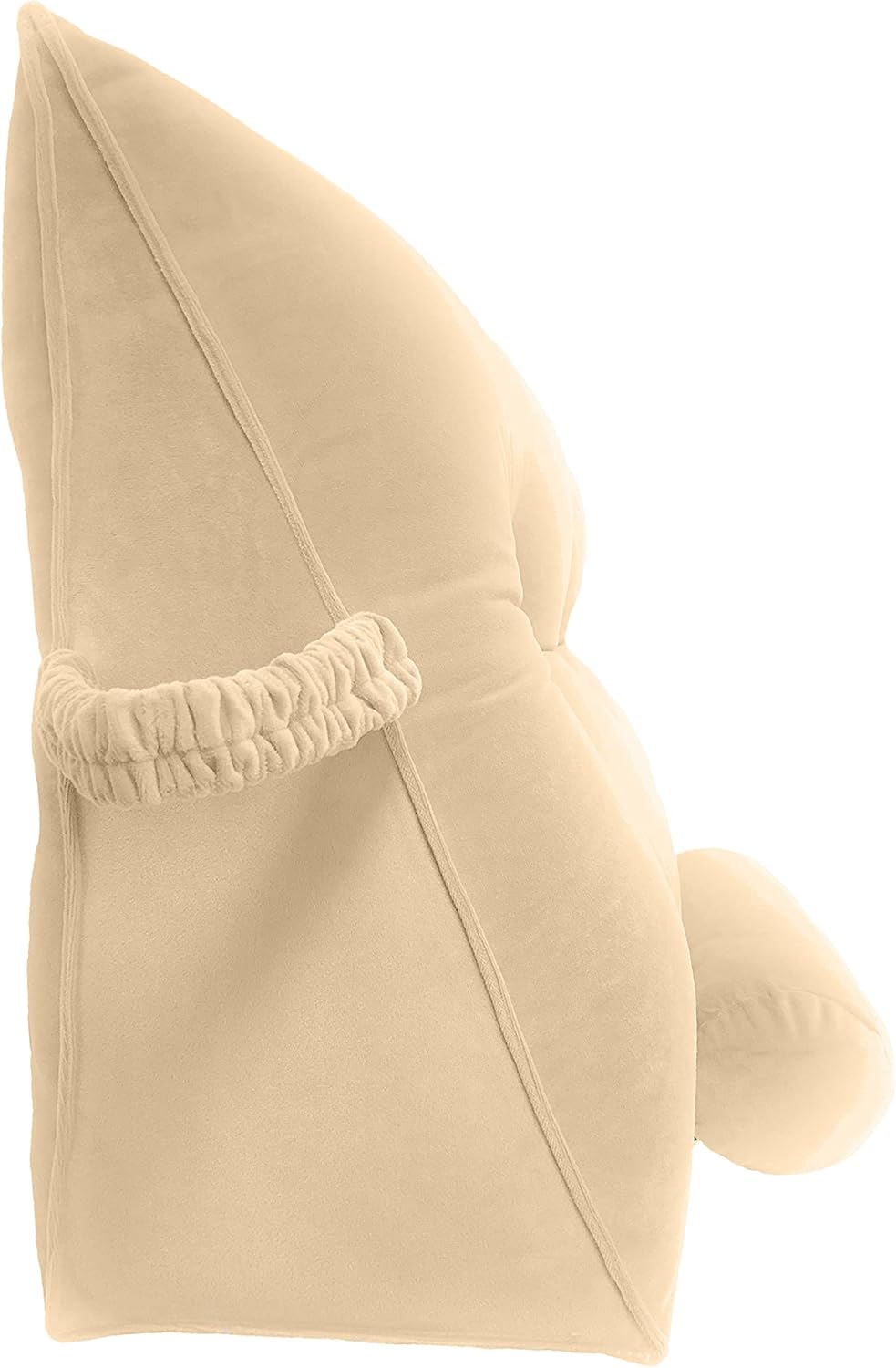 Fahymas Queen Size Velvet Headboard Wedge Pillow Set with 2 Detachable Neck Rolls and Removable Washable Cover