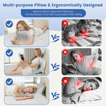Fahymas Memory Foam Wedge Reading Pillow with Cooling Ice Silk Cover, Dual-Usage Bed Rest Support Pillow