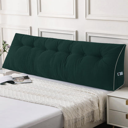 Fahymas Queen Size Wedge Headboard Pillow Set with 2 Bolster Pillows, Velvet Back Support Reading Pillow with Removable Washable Cover