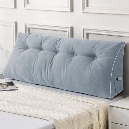 Fahymas Queen Size Wedge Headboard Pillow Set with 2 Bolster Pillows, Velvet Back Support Reading Pillow with Removable Washable Cover