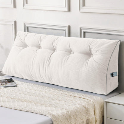 Fahymas Queen Size Wedge Headboard Pillow Set with 2 Bolster Pillows, Velvet Back Support Reading Pillow with Removable Washable Cover