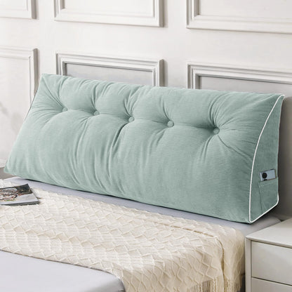 Fahymas Queen Size Wedge Headboard Pillow Set with 2 Bolster Pillows, Velvet Back Support Reading Pillow with Removable Washable Cover