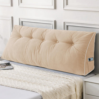 Fahymas Queen Size Wedge Headboard Pillow Set with 2 Bolster Pillows, Velvet Back Support Reading Pillow with Removable Washable Cover