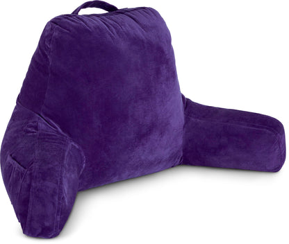 Fahymas XX-Large Reading Pillow with Arms and Neck Roll, Shredded Memory Foam Bed Rest Pillow with Removable Cover and Side Pockets, Grey