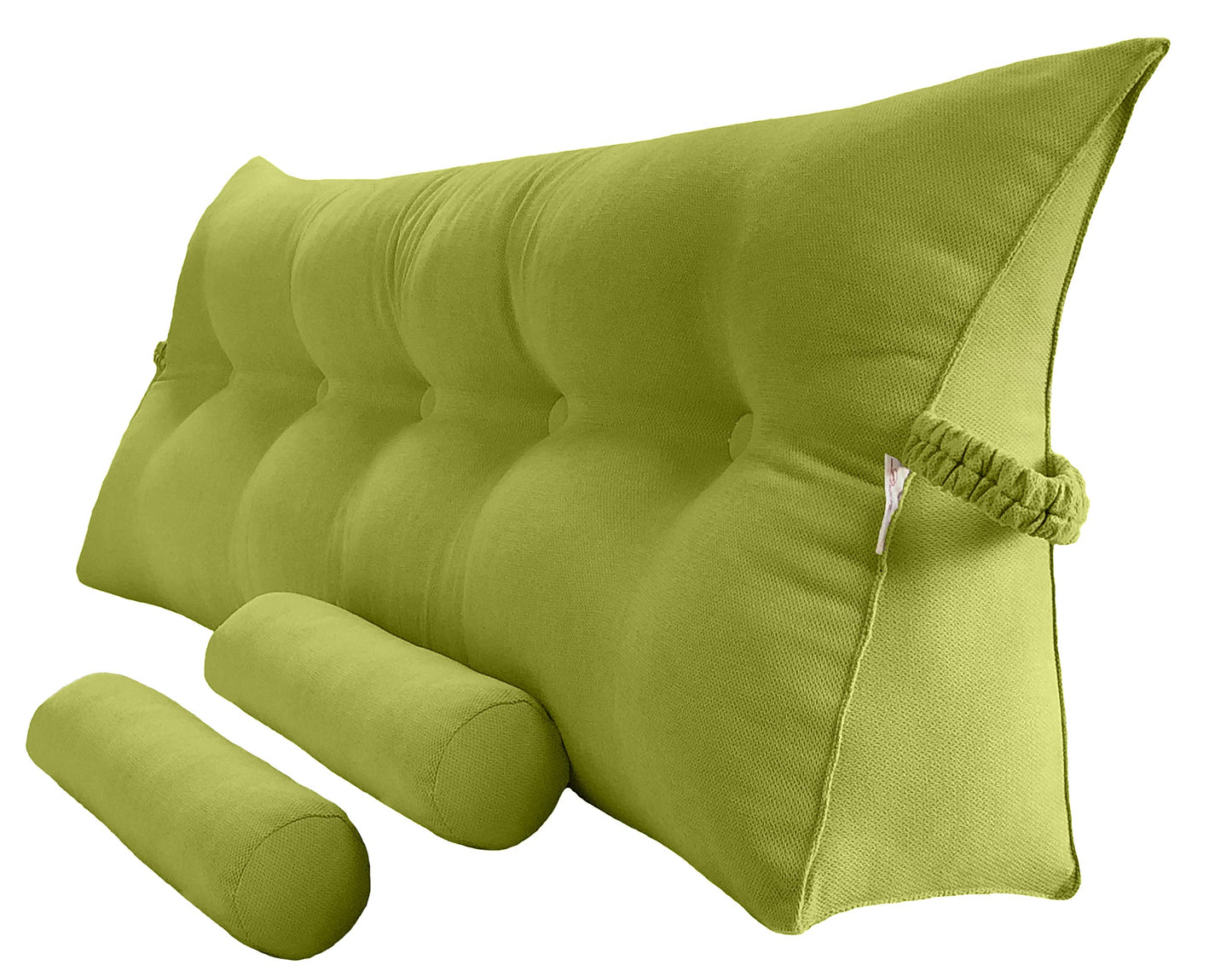 Fahymas Queen Size Velvet Headboard Wedge Pillow Set with 2 Detachable Neck Rolls and Removable Washable Cover