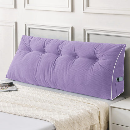 Fahymas Queen Size Wedge Headboard Pillow Set with 2 Bolster Pillows, Velvet Back Support Reading Pillow with Removable Washable Cover