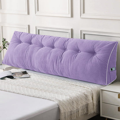 Fahymas Queen Size Wedge Headboard Pillow Set with 2 Bolster Pillows, Velvet Back Support Reading Pillow with Removable Washable Cover