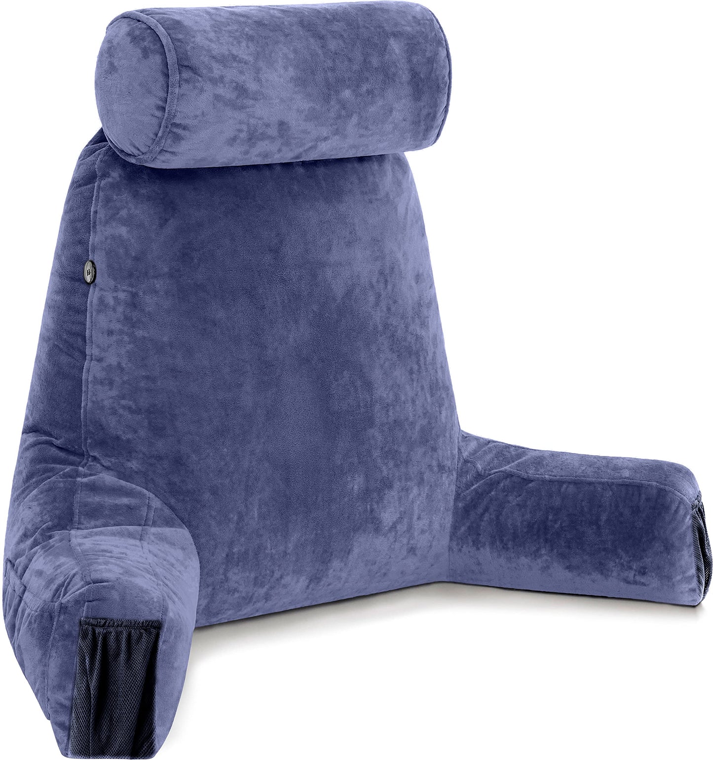 Fahymas XX-Large Reading Pillow with Arms and Neck Roll, Shredded Memory Foam Bed Rest Pillow with Removable Cover and Side Pockets, Grey