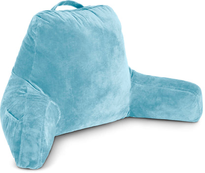 Fahymas XX-Large Reading Pillow with Arms and Neck Roll, Shredded Memory Foam Bed Rest Pillow with Removable Cover and Side Pockets, Grey