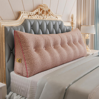 Fahymas Queen Size Wedge Headboard Pillow with Side Pockets, Velvet Back Support Reading Pillow with Removable Washable Cover
